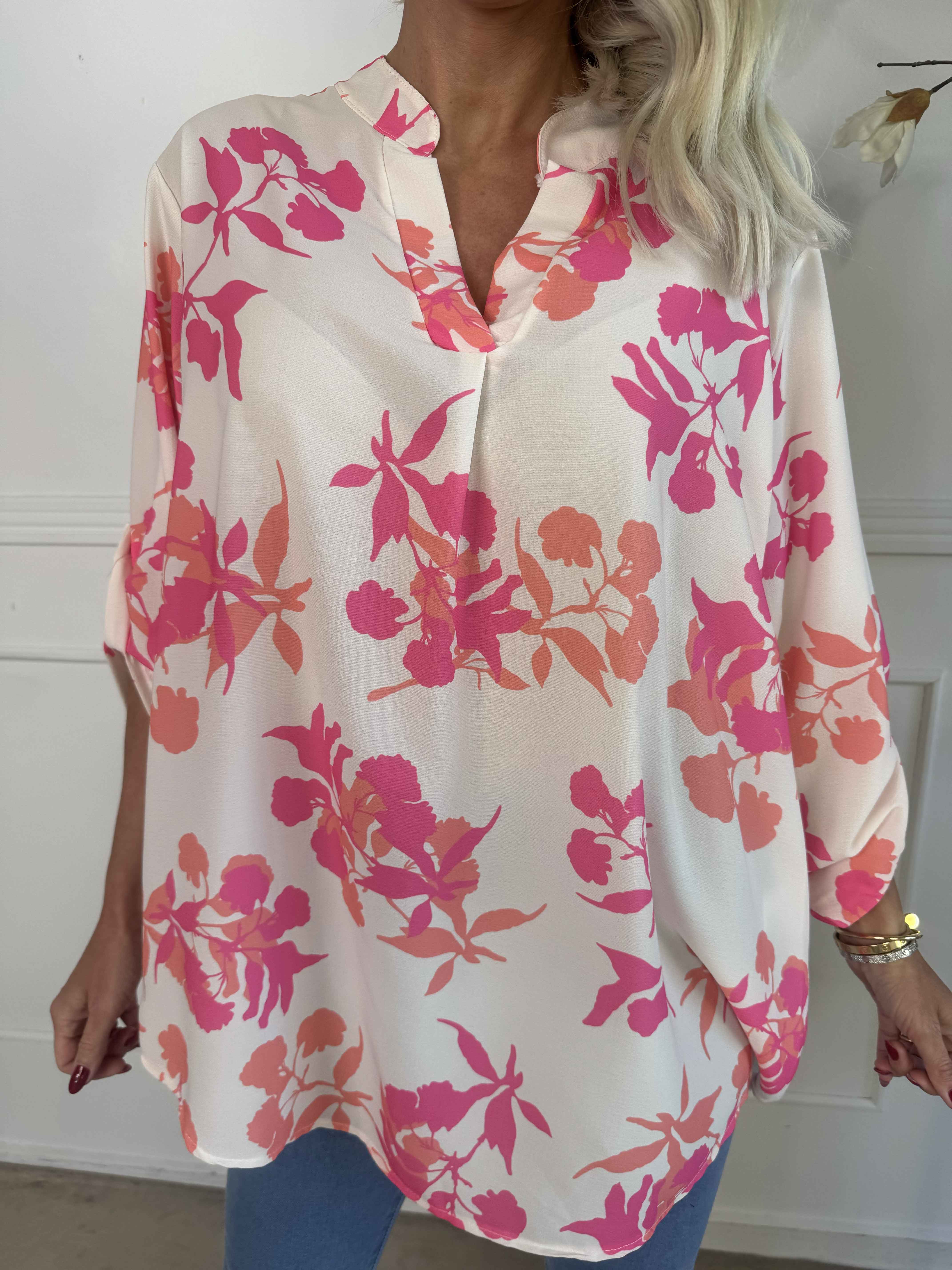 Vanesa Leaf - Let tunika i viskose med bladmotiver